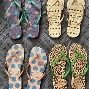 Havaianas Colorful Flip Flops - Purple, Tan, and Brown